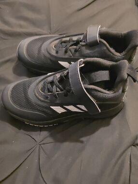 adidas Kids Black Sneakers with White Stripe Accents